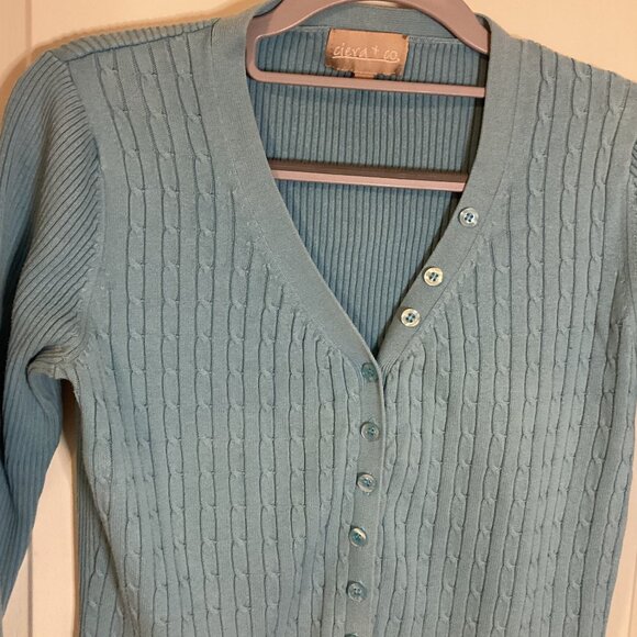Ciera + Co Women's 3/4 Sleeve Cardigan Blue Size S/P Business Casual Button Down - Picture 2 of 7